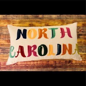 Embroidered North Carolina State Pillow Cover